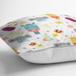 - Rh-K1248-2 - Realhomes Şirin Orman Hayvanları Desenli Dijital Baskılı Özel Tasarım Modern Yastık Kırlent Kılıfı Realhomes