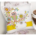 - Rh-K125-1 - Realhomes Baykuş Desenli Dijital Baskılı Dekoratif Modern Yastık Kırlent Kılıfı Realhomes
