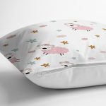 Pembe Koyun Motifli Dijital Baskılı Özel Tasarım Modern Yastık Kırlent Kılıfı Realhomes