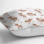 Sevimli Ceylan Ve Tavşan Motifli Dijital Baskılı Özel Tasarım Modern Yastık Kırlent Kılıfı Realhomes