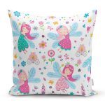 - Rh-K1257 - Realhomes  Peri Kızı Motifli Dijital Baskılı Özel Tasarım Modern Yastık Kırlent Kılıfı Realhomes