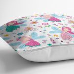 - Rh-K1257-2 - Realhomes  Peri Kızı Motifli Dijital Baskılı Özel Tasarım Modern Yastık Kırlent Kılıfı Realhomes