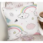 - SP-stock - Realhomes  Gökkuşağı Ve Bulut Temalı Dijital Baskılı Özel Tasarım Modern Yastık Kırlent Kılıfı Realhomes