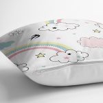 - SP-stock - Realhomes  Gökkuşağı Ve Bulut Temalı Dijital Baskılı Özel Tasarım Modern Yastık Kırlent Kılıfı Realhomes