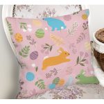 Sevimli Rengarenk Tavşanlar Desenli Dijital Baskılı Özel Tasarım Modern Yastık Kırlent Kılıfı Realhomes