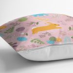 Sevimli Rengarenk Tavşanlar Desenli Dijital Baskılı Özel Tasarım Modern Yastık Kırlent Kılıfı Realhomes