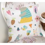 Sevimli Orman Ve Ayı Desenli Dijital Baskılı Özel Tasarım Modern Yastık Kırlent Kılıfı Realhomes