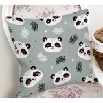 - Печать - Realhomes Şirin Panda Temalı Dijital Baskılı Özel Tasarım Modern Yastık Kırlent Kılıfı Realhomes
