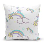 Gökkuşağı Ve Unicorn Desenli Dijital Baskılı Özel Tasarım Modern Yastık Kırlent Kılıfı Realhomes