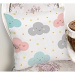 - Web - Realhomes Gülümseyen Bulut Temalı Dijital Baskılı Özel Tasarım Modern Yastık Kırlent Kılıfı Realhomes