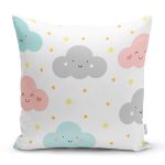 - Web - Realhomes Gülümseyen Bulut Temalı Dijital Baskılı Özel Tasarım Modern Yastık Kırlent Kılıfı Realhomes