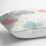 - Web - Realhomes Gülümseyen Bulut Temalı Dijital Baskılı Özel Tasarım Modern Yastık Kırlent Kılıfı Realhomes