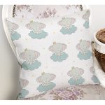 - Rh-K1276-1 - Realhomes Bulut Üzerinde Fil Tasarımlı Dijital Baskılı Özel Tasarım Modern Yastık Kırlent Kılıfı Realhomes