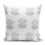 - Rh-K1276 - Realhomes Bulut Üzerinde Fil Tasarımlı Dijital Baskılı Özel Tasarım Modern Yastık Kırlent Kılıfı Realhomes