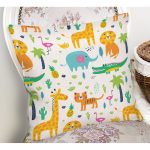 Sevimli Orman Hayvanları Desenli Dijital Baskılı Özel Tasarım Modern Yastık Kırlent Kılıfı Realhomes