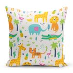 Sevimli Orman Hayvanları Desenli Dijital Baskılı Özel Tasarım Modern Yastık Kırlent Kılıfı Realhomes