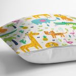 Sevimli Orman Hayvanları Desenli Dijital Baskılı Özel Tasarım Modern Yastık Kırlent Kılıfı Realhomes