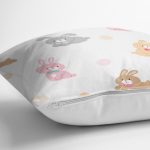 - 00Tempo - Realhomes Renkli Tavşanlar Temalı Dijital Baskılı Özel Tasarım Modern Yastık Kırlent Kılıfı Realhomes