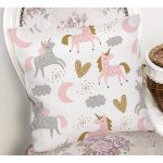 - Rh-K1282-1 - Realhomes  Sevimli Unicorn Temalı Dijital Baskılı Özel Tasarım Modern Yastık Kırlent Kılıfı Realhomes