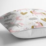 - Rh-K1282-2 - Realhomes  Sevimli Unicorn Temalı Dijital Baskılı Özel Tasarım Modern Yastık Kırlent Kılıfı Realhomes