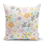 - Rh-K1287 - Realhomes Rengarenk Çiçek Desenli Dijital Baskılı Özel Tasarım Modern Yastık Kırlent Kılıfı Realhomes