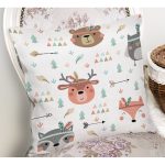 Sevimli Orman Hayvanları Motifli Dijital Baskılı Özel Tasarım Modern Yastık Kırlent Kılıfı Realhomes