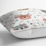 Sevimli Orman Hayvanları Motifli Dijital Baskılı Özel Tasarım Modern Yastık Kırlent Kılıfı Realhomes