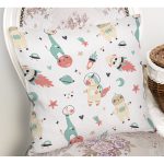 Uzayda Hayvanlar Temalı Dijital Baskılı Özel Tasarım Modern Yastık Kırlent Kılıfı Realhomes