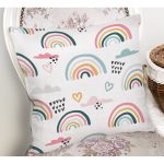 Gökkuşağı Kalp Ve Bulut Motifli Dijital Baskılı Özel Tasarım Modern Yastık Kırlent Kılıfı Realhomes