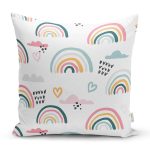 Gökkuşağı Kalp Ve Bulut Motifli Dijital Baskılı Özel Tasarım Modern Yastık Kırlent Kılıfı Realhomes