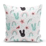 Uyku Odası Temalı Tavşan Desenli Dijital Baskılı Özel Tasarım Modern Yastık Kırlent Kılıfı Realhomes