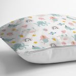 - Rh-K1298-2 - Realhomes  Sevimli Ahtapot Ve Denizkızı Desenli Dijital Baskılı Özel Tasarım Modern Yastık Kırlent Kılıfı Realhomes