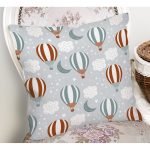 Uçan Balon Bulut Ve Ay Desenli Dijital Baskılı Özel Tasarım Modern Yastık Kırlent Kılıfı Realhomes