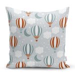 Uçan Balon Bulut Ve Ay Desenli Dijital Baskılı Özel Tasarım Modern Yastık Kırlent Kılıfı Realhomes