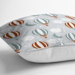 Uçan Balon Bulut Ve Ay Desenli Dijital Baskılı Özel Tasarım Modern Yastık Kırlent Kılıfı Realhomes