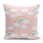 Gökkuşağı Ve Bulut Motifli Dijital Baskılı Özel Tasarım Modern Yastık Kırlent Kılıfı Realhomes