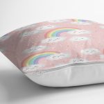 Gökkuşağı Ve Bulut Motifli Dijital Baskılı Özel Tasarım Modern Yastık Kırlent Kılıfı Realhomes