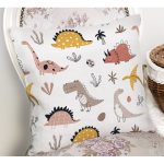 - dino - Realhomes Dinozor Desenli Dijital Baskılı Özel Tasarım Modern Yastık Kırlent Kılıfı Realhomes