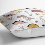 - dino - Realhomes Dinozor Desenli Dijital Baskılı Özel Tasarım Modern Yastık Kırlent Kılıfı Realhomes