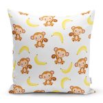 Maymun Ve Muz Desenli Dijital Baskılı Özel Tasarım Modern Yastık Kırlent Kılıfı Realhomes
