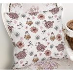- Rh-K1308-1 - Realhomes Çiçek Ve Koyun Motifli Dijital Baskılı Özel Tasarım Modern Yastık Kırlent Kılıfı Realhomes