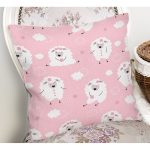 Pembe Zeminde Koyun Motifli Dijital Baskılı Özel Tasarım Modern Yastık Kırlent Kılıfı Realhomes