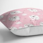 Pembe Zeminde Koyun Motifli Dijital Baskılı Özel Tasarım Modern Yastık Kırlent Kılıfı Realhomes