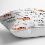 - Seamless pattern of hand drawn cow and cloud in the white backdr - Realhomes Sevimli İnek Desenli Dijital Baskılı Özel Tasarım Modern Yastık Kırlent Kılıfı Realhomes