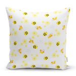 Sevimli Arı Desenli Dijital Baskılı Özel Tasarım Modern Yastık Kırlent Kılıfı Realhomes