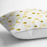 Sevimli Arı Desenli Dijital Baskılı Özel Tasarım Modern Yastık Kırlent Kılıfı Realhomes