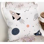 Gezegen Roket Ve Uzay Temalı Dijital Baskılı Özel Tasarım Modern Yastık Kırlent Kılıfı Realhomes
