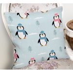 - Mobile - Realhomes Atkılı Penguen Desenli Dijital Baskılı Özel Tasarım Modern Yastık Kırlent Kılıfı Realhomes