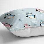 - Mobile - Realhomes Atkılı Penguen Desenli Dijital Baskılı Özel Tasarım Modern Yastık Kırlent Kılıfı Realhomes