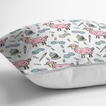 Sevimli Pembe Koyuna Motifli Dijital Baskılı Özel Tasarım Modern Yastık Kırlent Kılıfı Realhomes